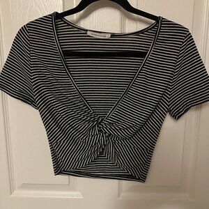 Black and White Striped Women's Top